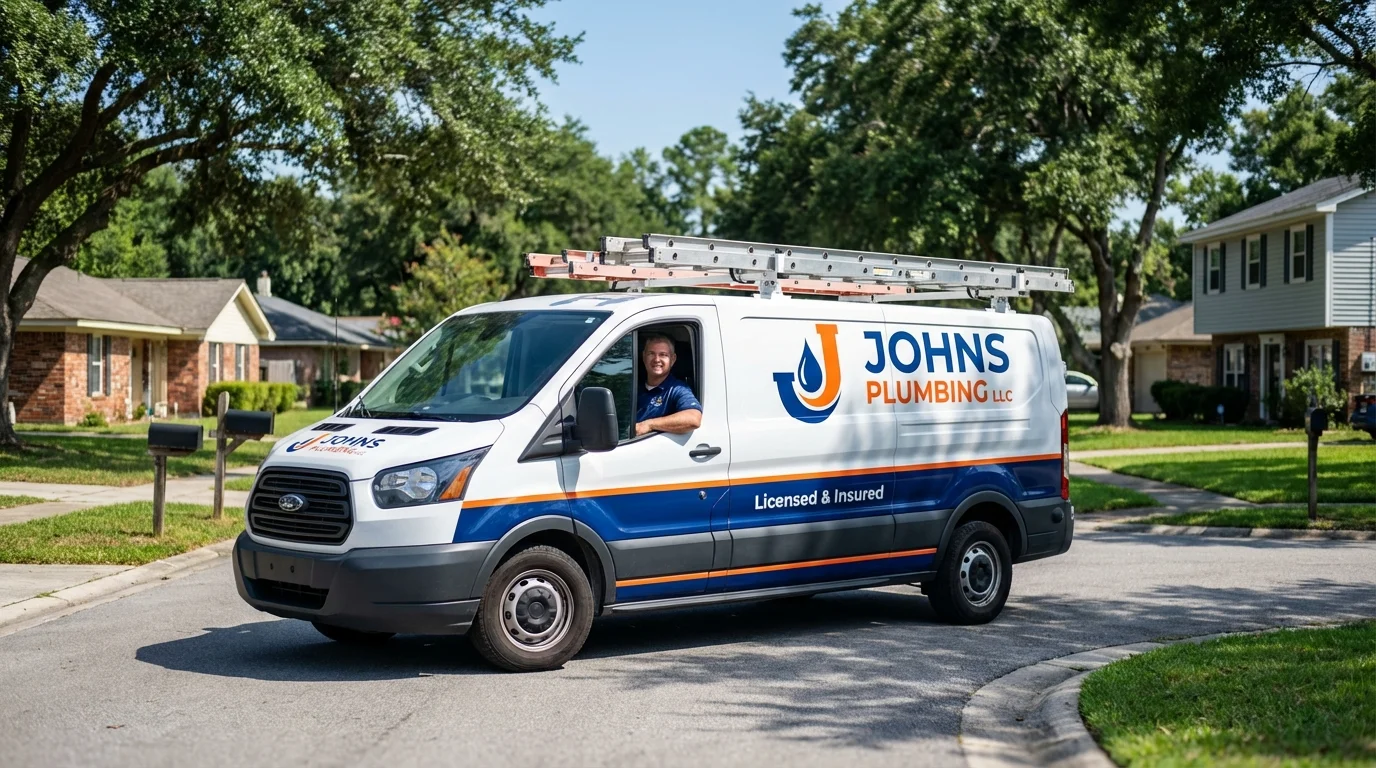 Johns Plumbing LLC service van in Bay City, MI