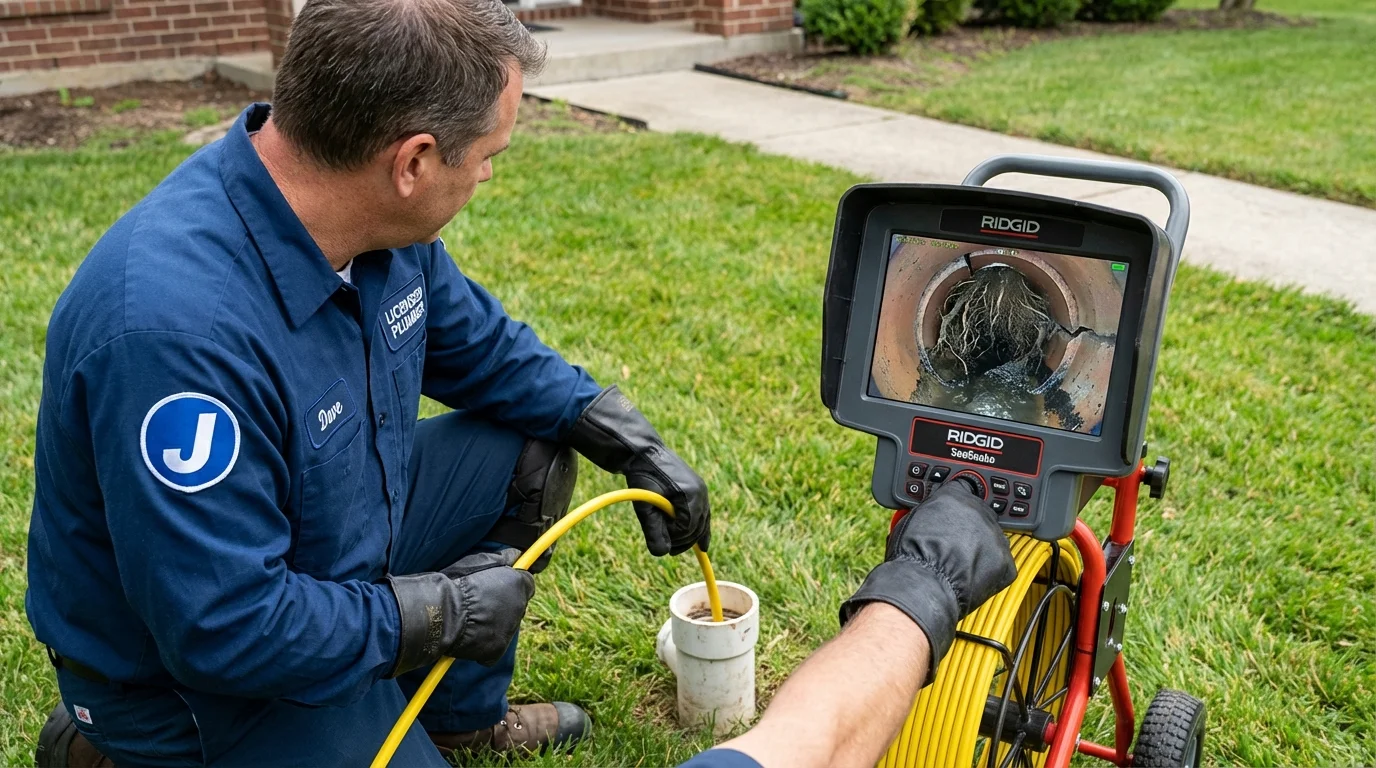 Sewer camera inspection being performed by Johns Plumbing LLC in Bay City