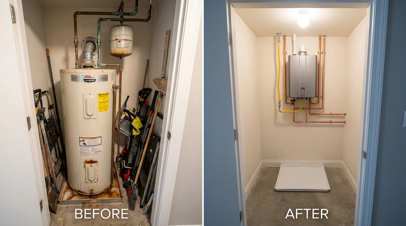 Tank water heater versus wall-mounted tankless unit comparison for Bay City, MI homeowners