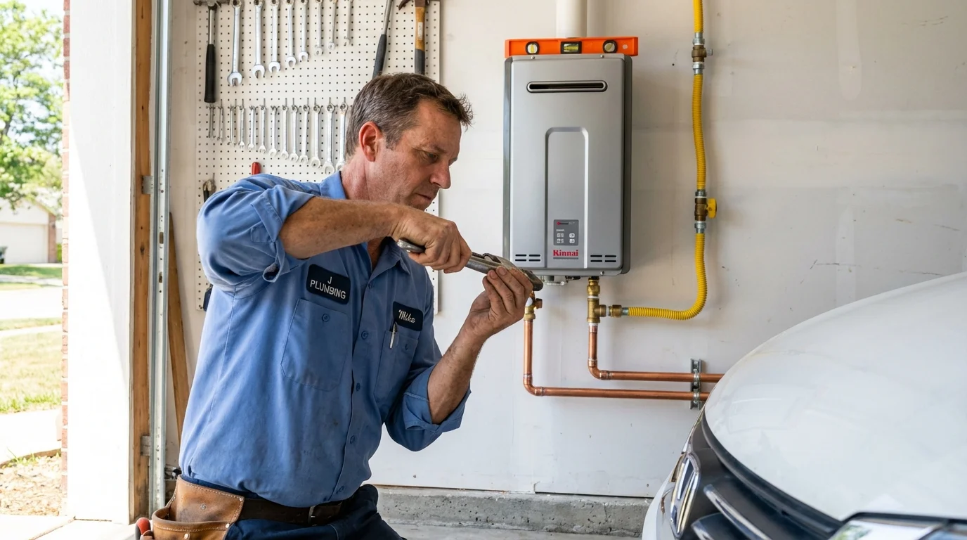 Tankless water heater installation by a Johns Plumbing LLC plumber in Bay City